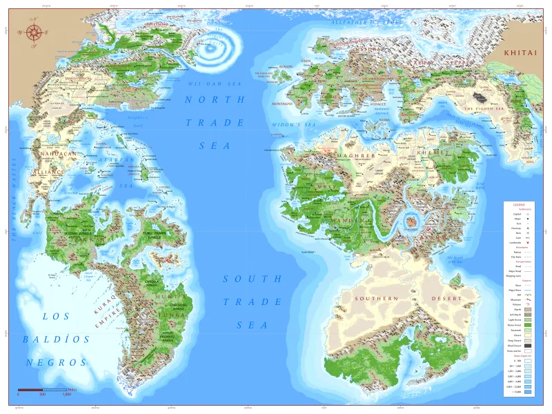 mappa dell'emisfero occidentale